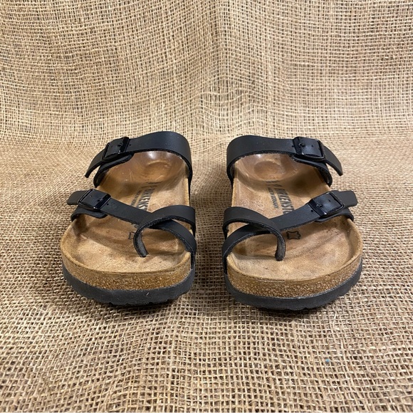 🛑SOLD🛑  Birkenstock Sandals Flats Mayari Slip On Leather Buckle Black Birks  5 - Picture 9 of 12